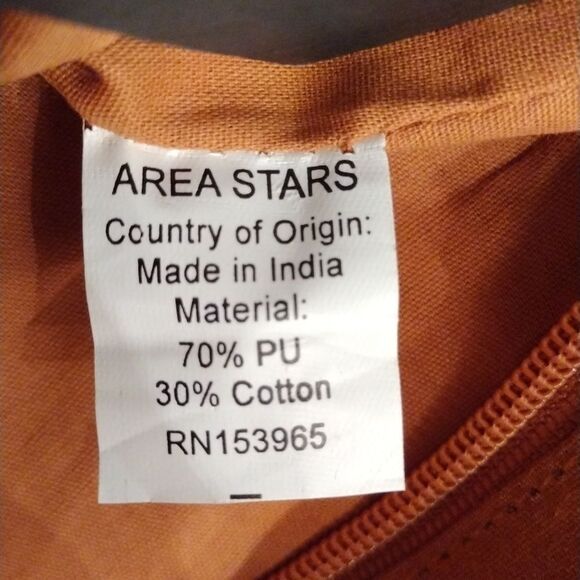 NWT AREA Stars Fringe Faux Leather HOBO Bag, 17"x12.5"X4", Light Brown C… - Picture 9 of 9